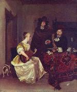 Gerard ter Borch the Younger A Woman playing a Theorbo to Two Men France oil painting artist